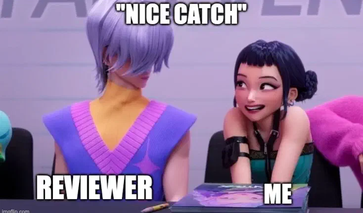 Code review praise meme — building psychological safety through positive feedback